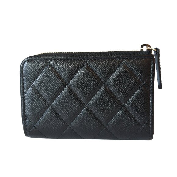 Chanel CC Caviar Quilted Zipped Key Holder Case Black Gold - Picture 2 of 4